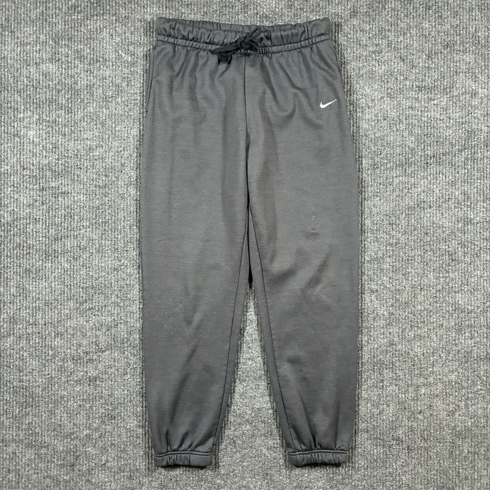 Nike Dri-Fit Mens Jogger Pants M Gray Fleece Elastic Waist Pull On Athleisure